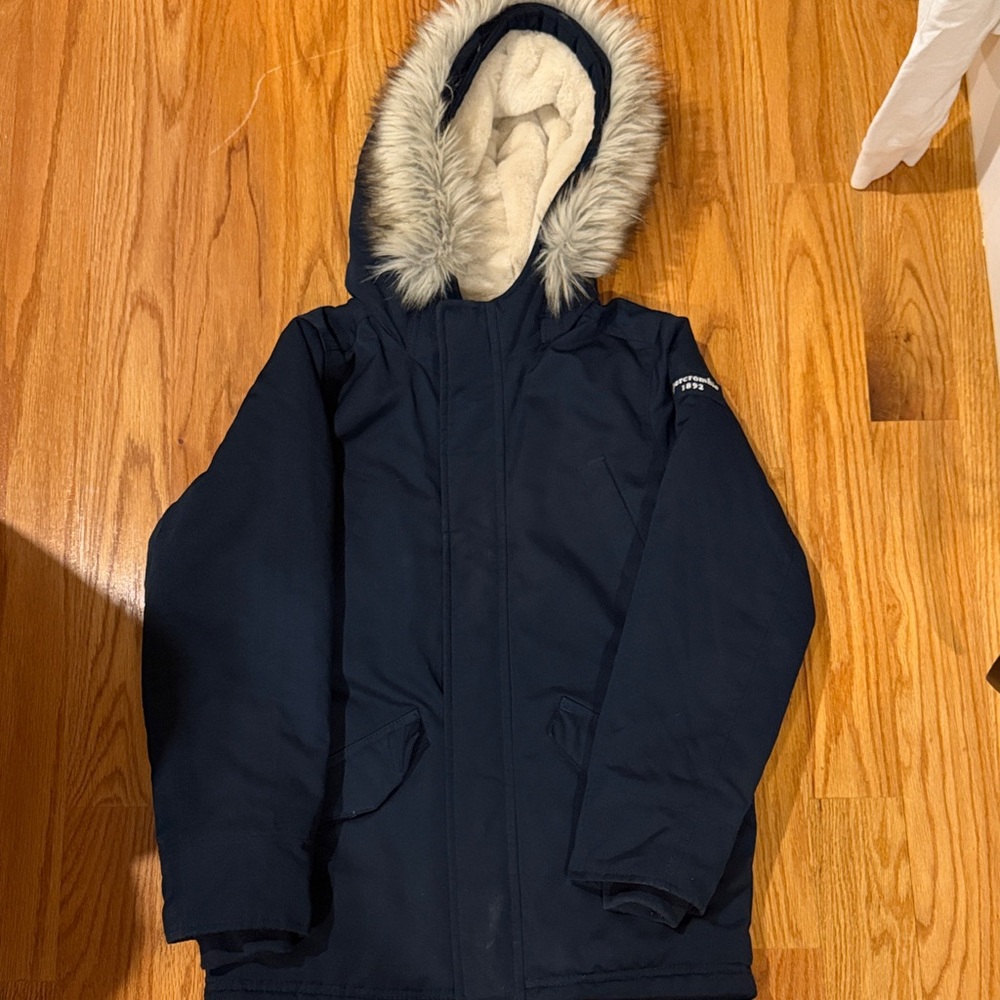 Abercrombie Kids Dark Blue Puffer with Faux Fur Trim